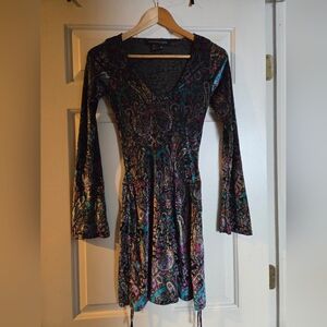 Elegant Paisley Long Sleeve Dress